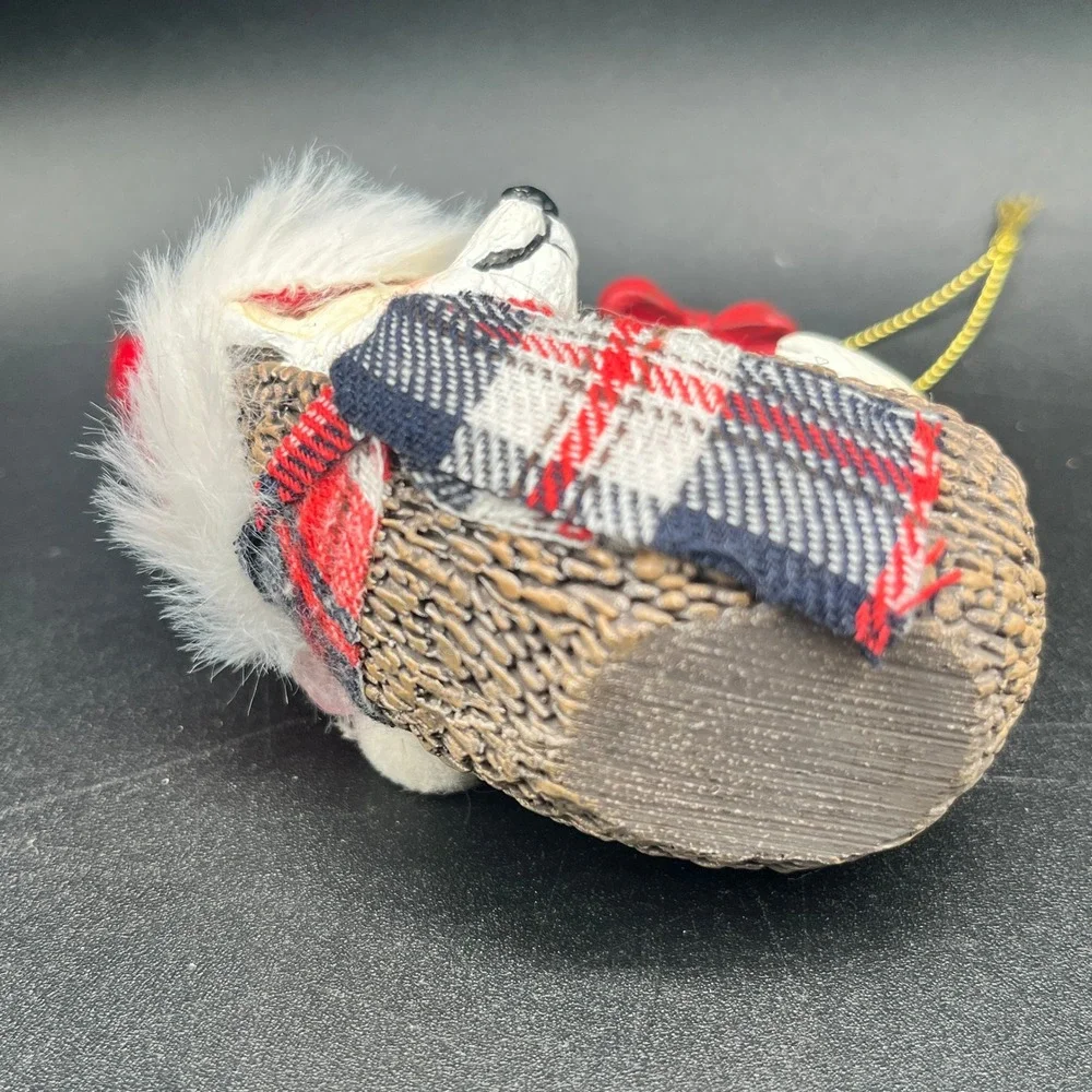 Hedgehog with Santa Hat‎ Plaid Scarf Swinging on Christmas Wreath Ornament 3